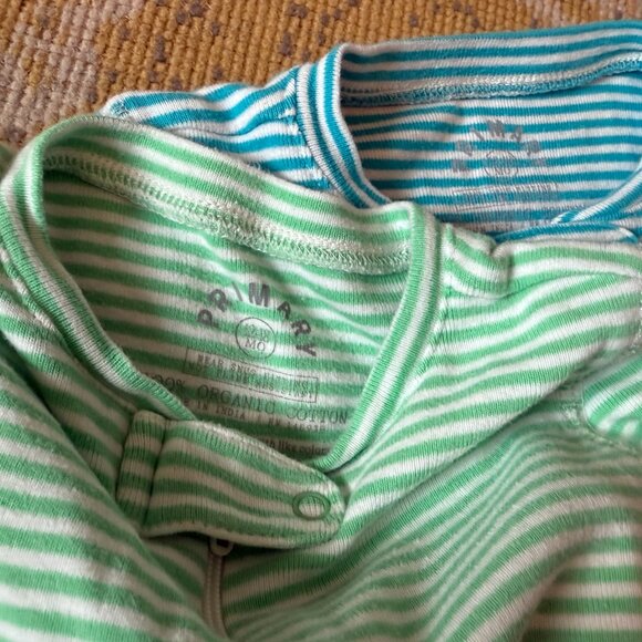 Primary Organic Zip Footie Stripe Set - Picture 2 of 3